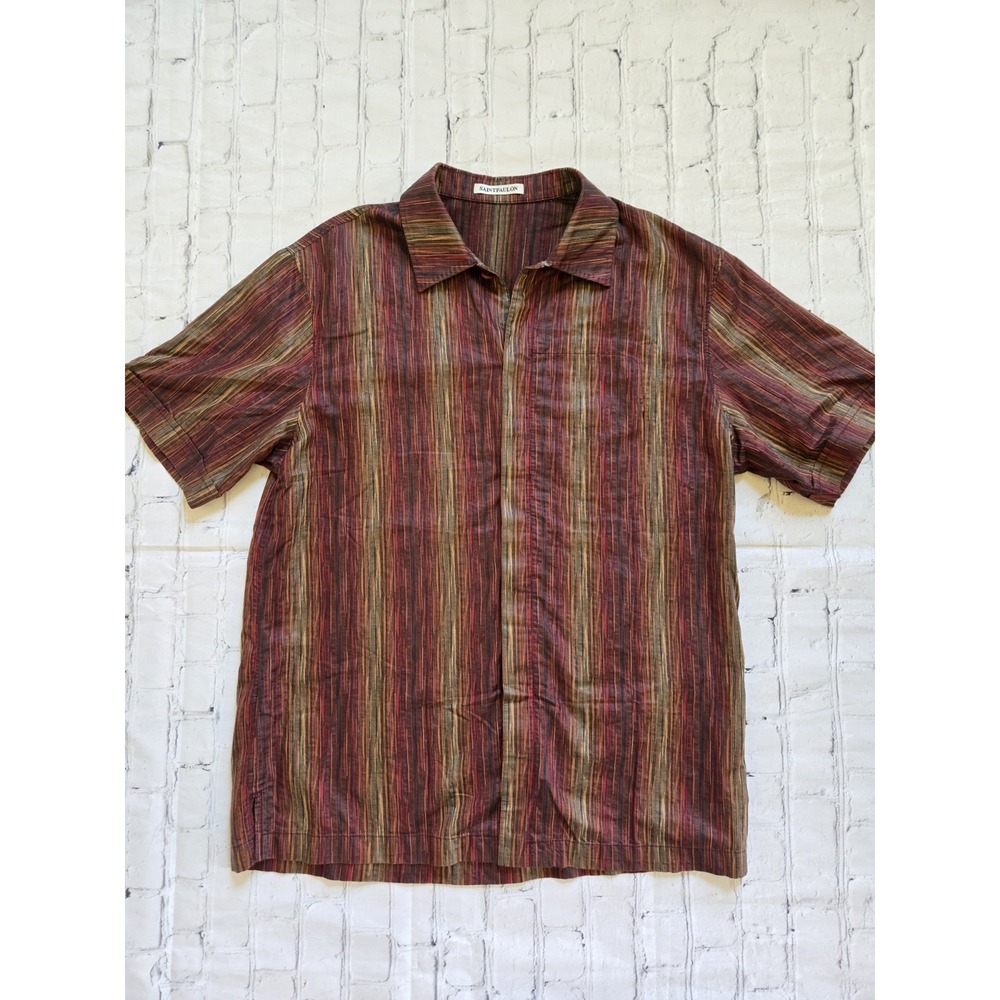 SAINTPAULON UOMO Sz 50 Italian camp cabana shirt cotton Resort